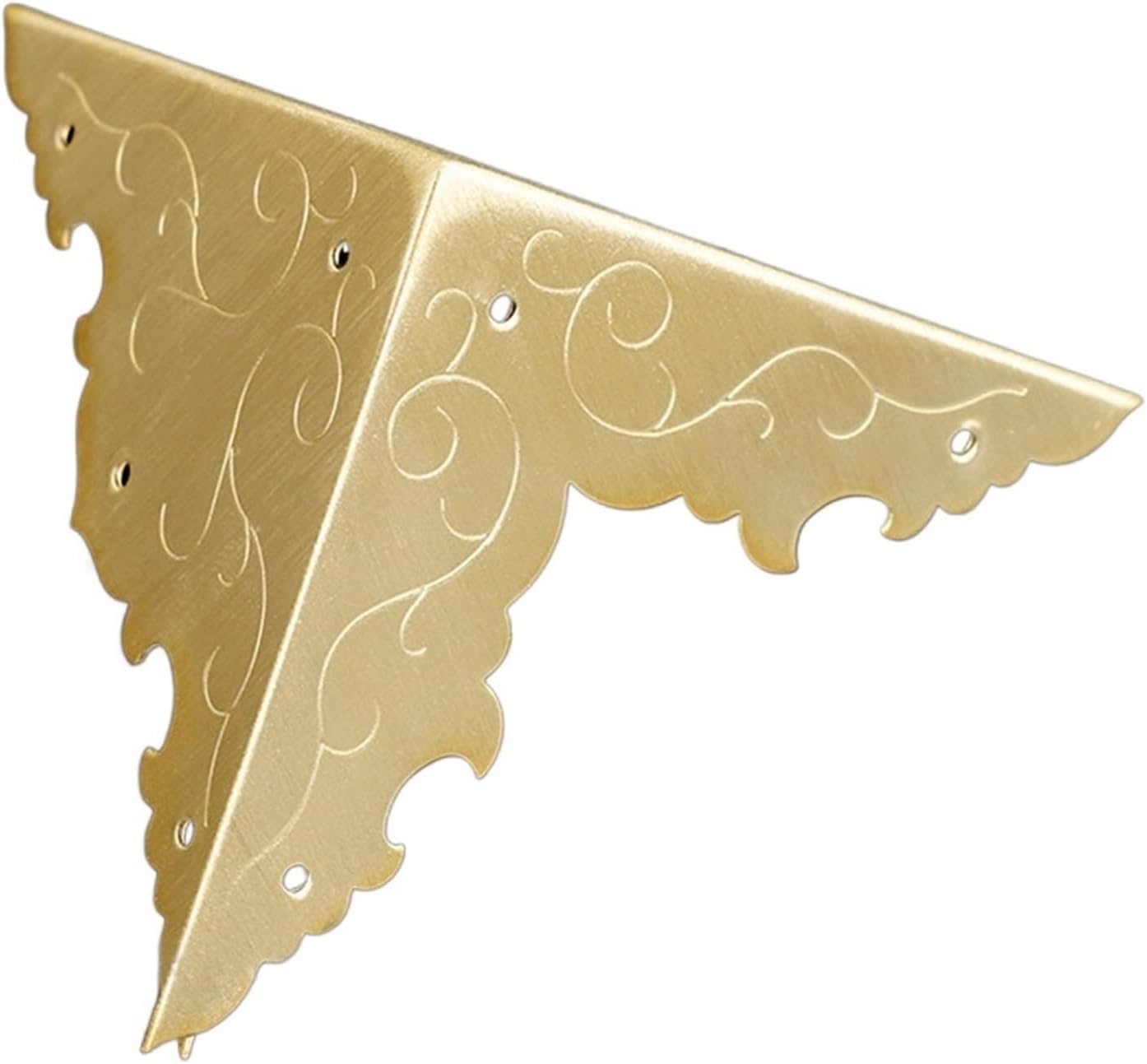 Angle Code, 4pcs Corner Code Brass Wooden Box Jewelry Decorative Three-Sided Corner Guard Furniture Hardware Brackets (Size : 9cm) (Color : Gold 4pcs)