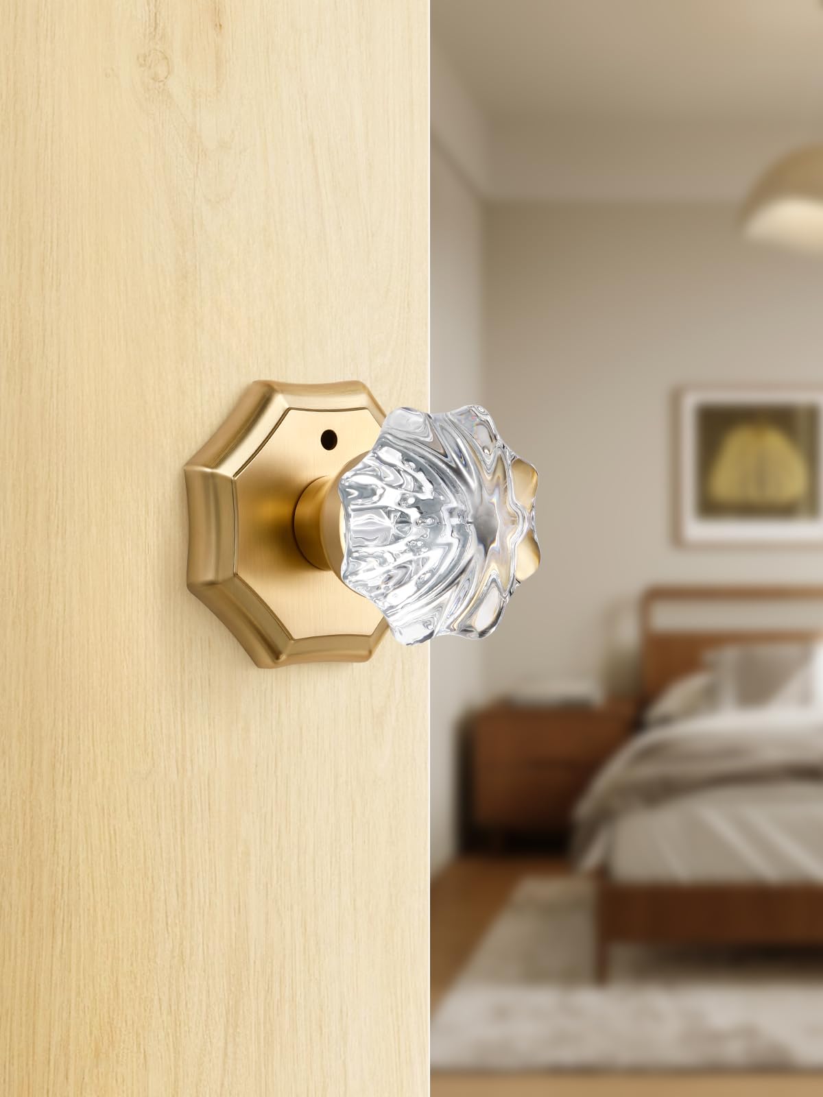 Gold Door Knobs - 2 Pack Luxury Satin Brass -4