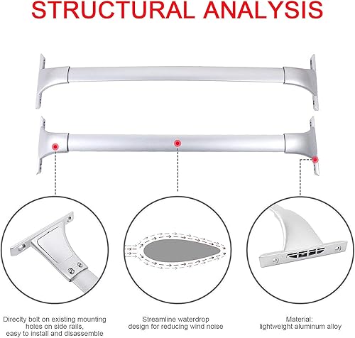 Miniatura 4 de CARMOCAR Barras transversales de repuesto para Nissan Rogue 2014 2015 2016 2017 2018 2019, estilo de fábrica, barras de techo de carga superior -