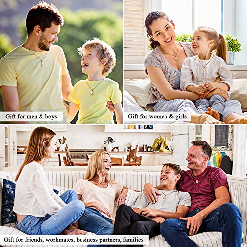 Kissyan Initial Letter Pendant Necklace For Mens Womens, 18K Gold Plated Square Capital Monogram Necklace Alhpabets From A-Z Box Figaro Chain Necklace(Square Letter A) #TOP6