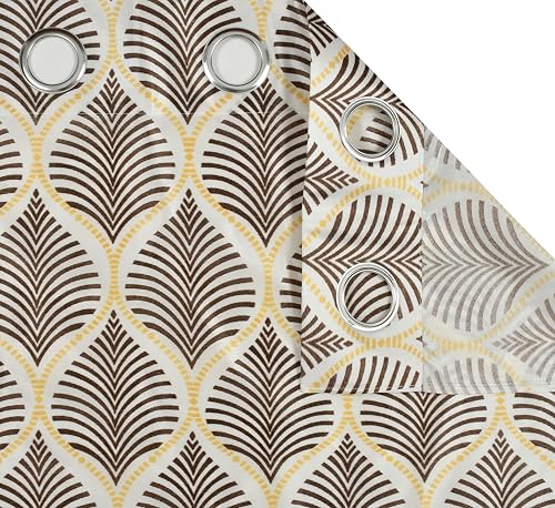 Image of Yarnis Floral Printed Light-Filtering Curtains 9 Feet Long for Long Door Living Room, Coffee Brown, Parda, 1 Piece