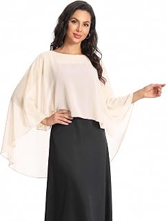 Baoqiya Chiffon Capes Sheer Capelets Long Cape Poncho For Women Plus Size | Lightweight & Breathable Capelet,Eledgant Drape and Functional for Multiple Occasion,Perfect accessory for evening dresses