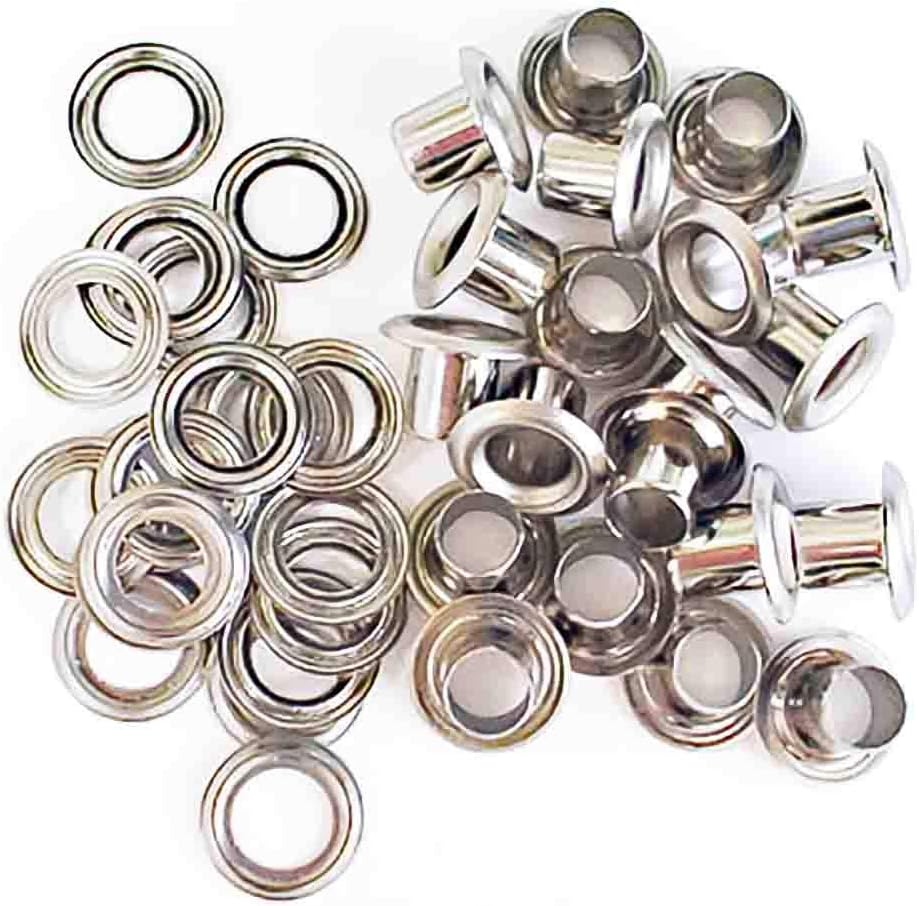 ハトメ１８ 長足 人気海外一番 18 外径6mm 高さ8mm 700セット ニッケルメッキ シルバー 座金付 真鍮