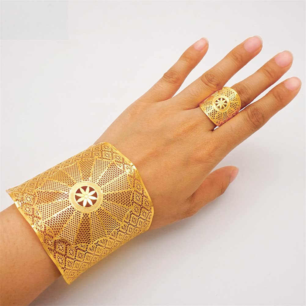 Amazon.com: Gold Color Dubai Bangles Ring Women Middle East