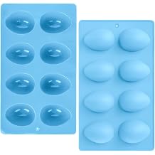 2Pcs 8-Cavity Silicone Easter Egg Molds, Egg Shaped Cake Pop Mold, Baking Supplies for Making Chocolate Jello Candy Blue