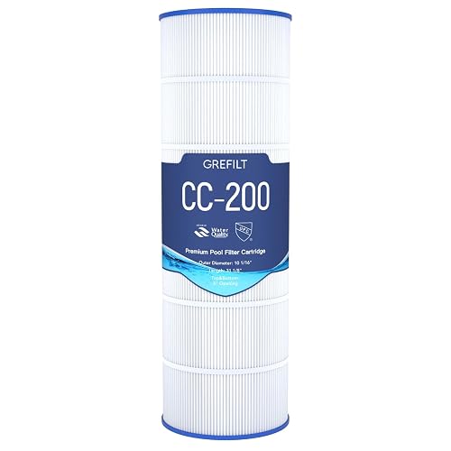 Grefilt CC200 Pool Filter Cartridge, 200 sq.ft | Replaces Pentair Clean & Clear 200, Pentair R173217, Pleatco PAP200, Unicel C-9419, Filbur FC-0688, 31 1/8" x 10 1/16"