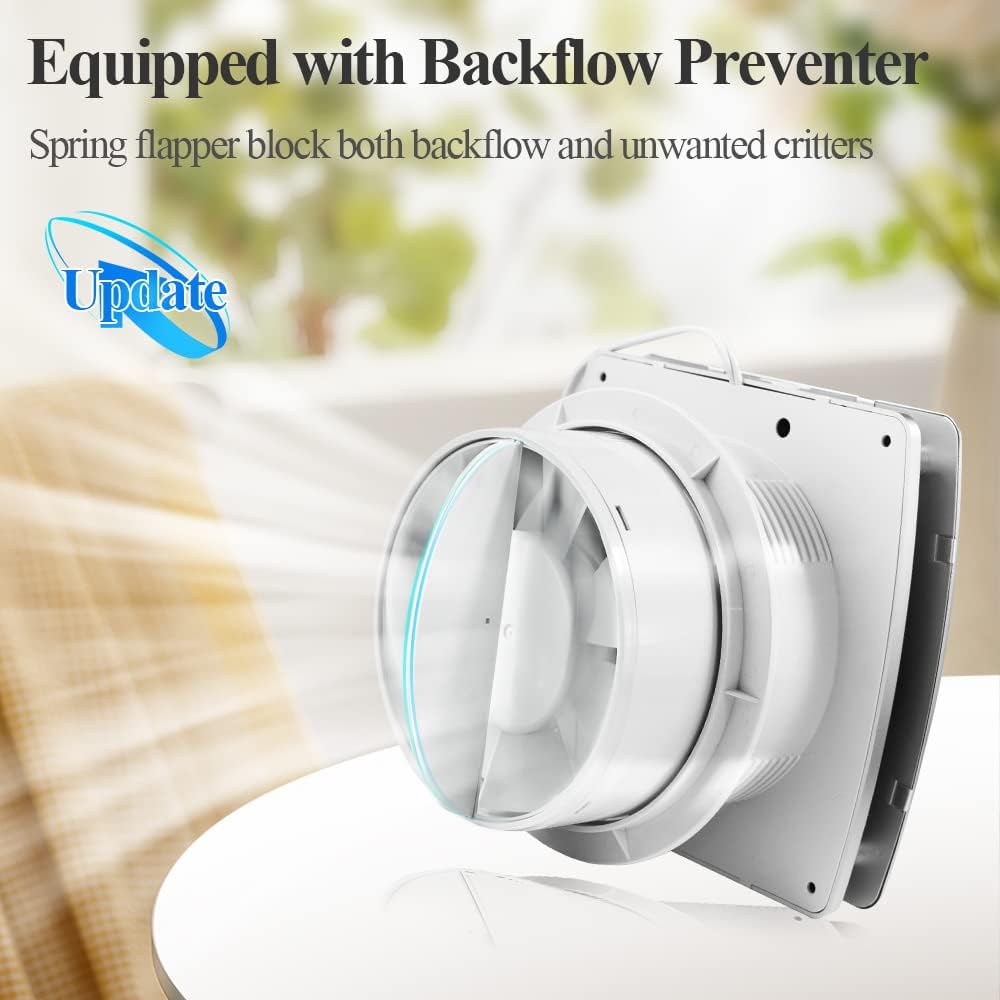 WiseWater Bathroom Exhaust Fan, 110V ac 140CFM 6” Duct 7.6" Panel Extractor Fan, Ceiling&Wall Mounted Ventilation Fan for Bathroom, Laundry Room, Office