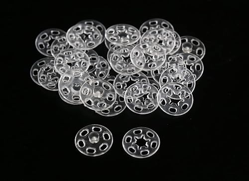 Miniatura 4 de GANSSIA Botones a presión de plástico transparente de 0.827 in (0.82 pulgadas) para coser ropa, botones de color transparente, paquete de 40 unidades
