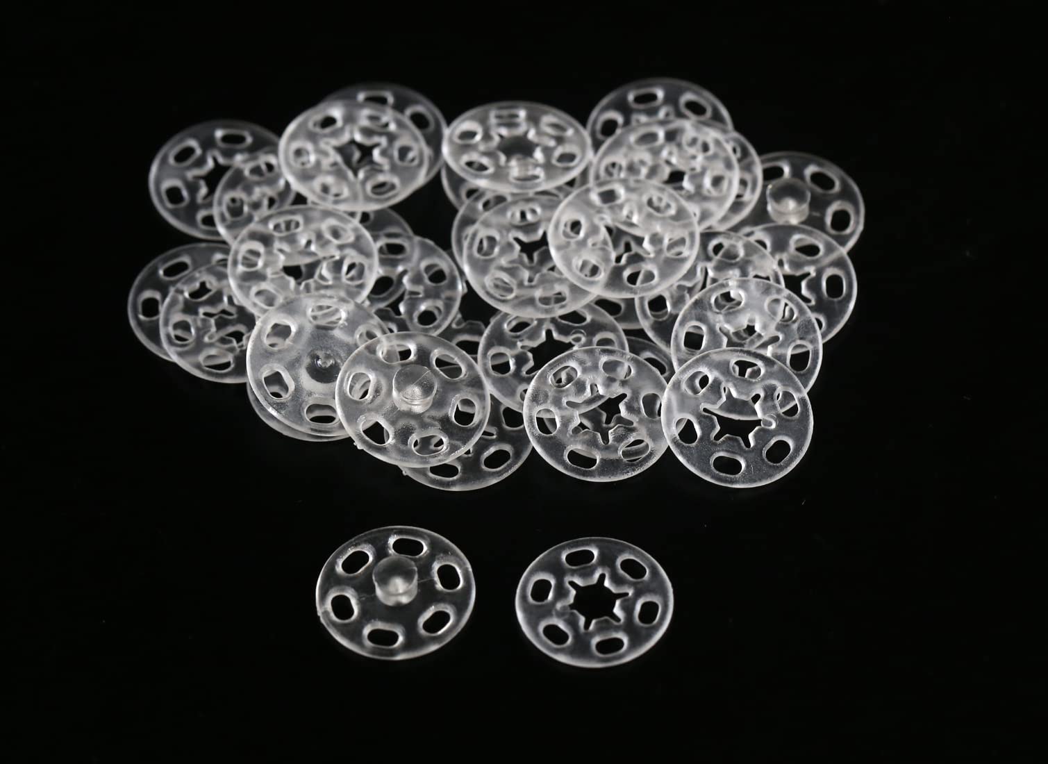 GANSSIA Botones a presión de plástico de color transparente de 15 mm para coser camisas, prendas, paquete de 80 unidades