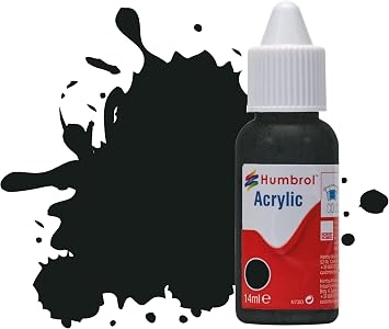 Humbrol Acrylic Paint No 91 Black Green Matt dropper bottle,14ml, packaging may vary
