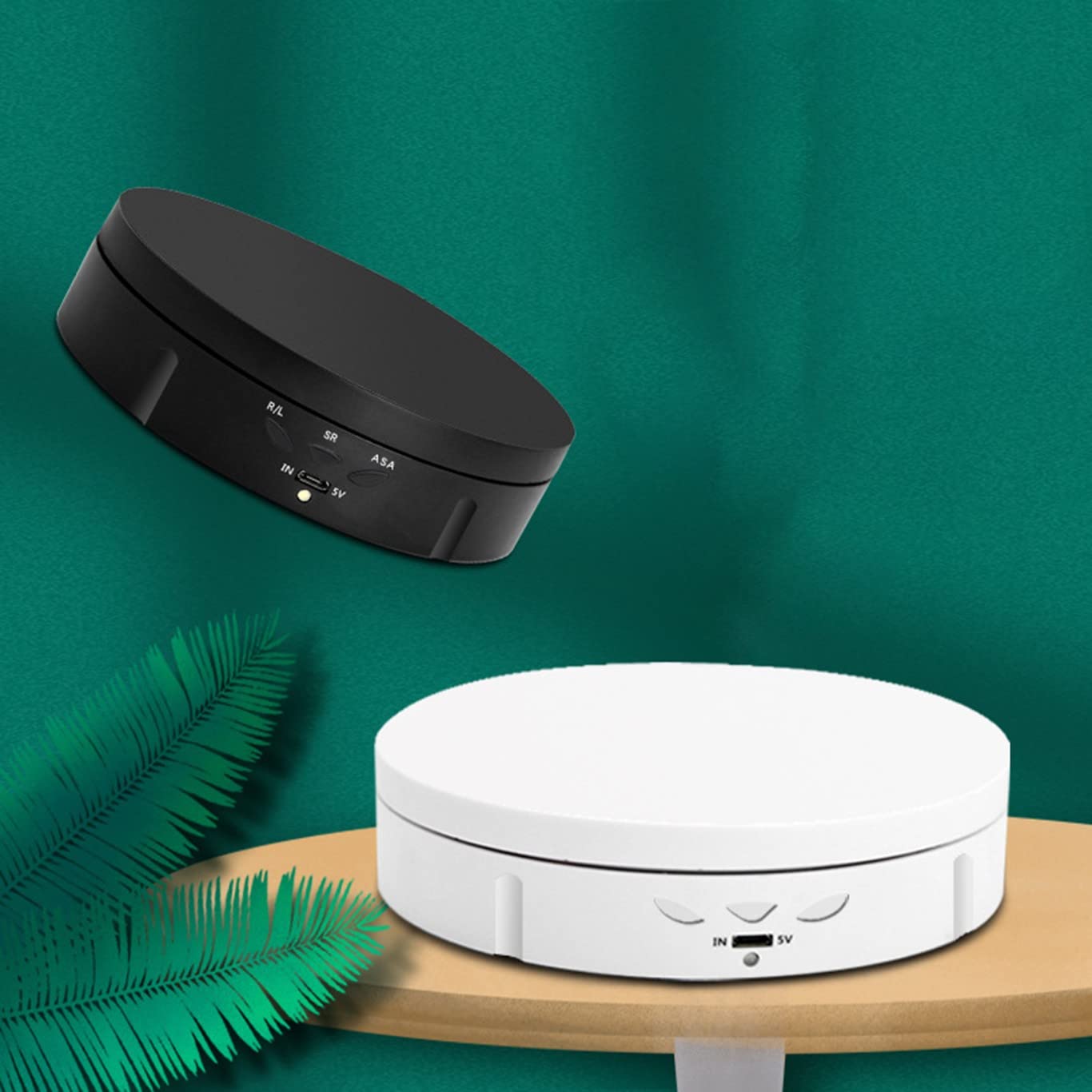 Plato Giratorio Eléctricamente, Tocadiscos Giratorio con Velocidad Ajustable Plataforma Giratoria, Para Productos de Fotografía, Joyas, Modelos 3D black