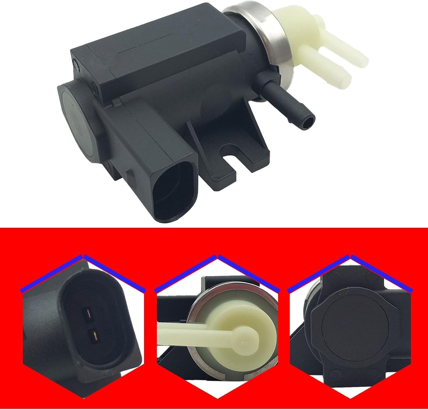 SMMS 1J0906627B Turbo Boost Pressure Solenoid Valve for Audi A1 A3/S3 A4/S4 for Volkswagen Golf Skoda Wagen Jetta, Turbo Boost Pressure Vacuum Control Solenoid Valve Replace OE 1J0906627B