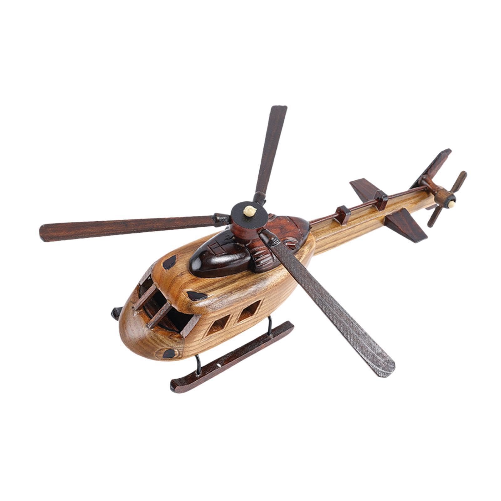 Muxzsiz Desktop Helicopter Toy Figurine Vintage Wooden Model For Play And Decor Helicopter Figurine Small Wooden Toy But Also Childrens Retro Model Wood
