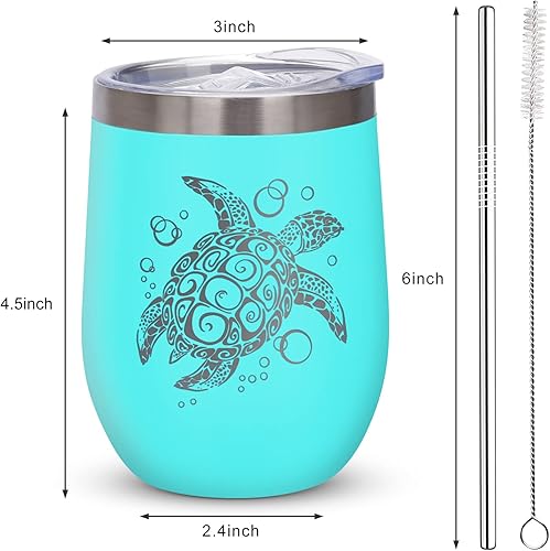 Miniatura 7 de Vaso aislado de tortuga marina con tapa, regalos de tortugas marinas para mujeres, regalos de playa con temática del océano para amigos, mamá,