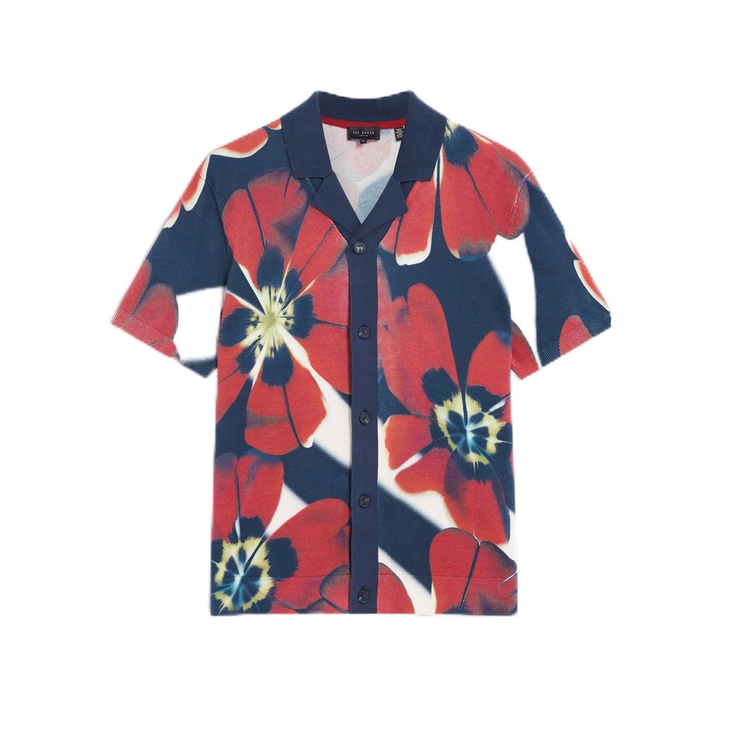 Ted Baker Men's Short Sleeve Floral Knitted Top - Multicol - Size M (3)