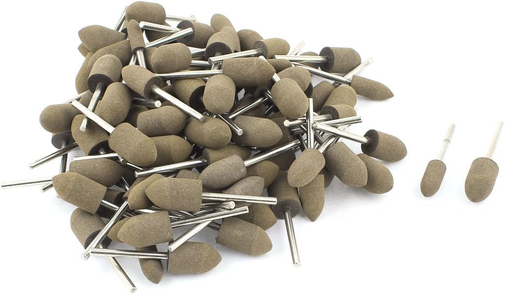 Aexit 3mm Drill Hole Abrasives 12mm Tapered Head Cow Leather Abrasive Mounted Point 100 Pcs Model:83as564qo507
