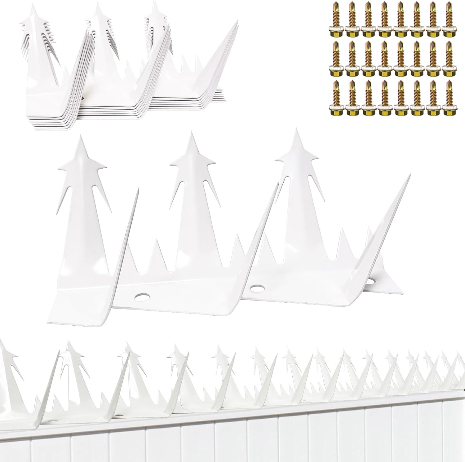 Heavy Duty Metal Fence Spikes-Anti Climb Security Spikes for Fence and Wall-Intruder and Animal Deterrent (White, 74 inches)