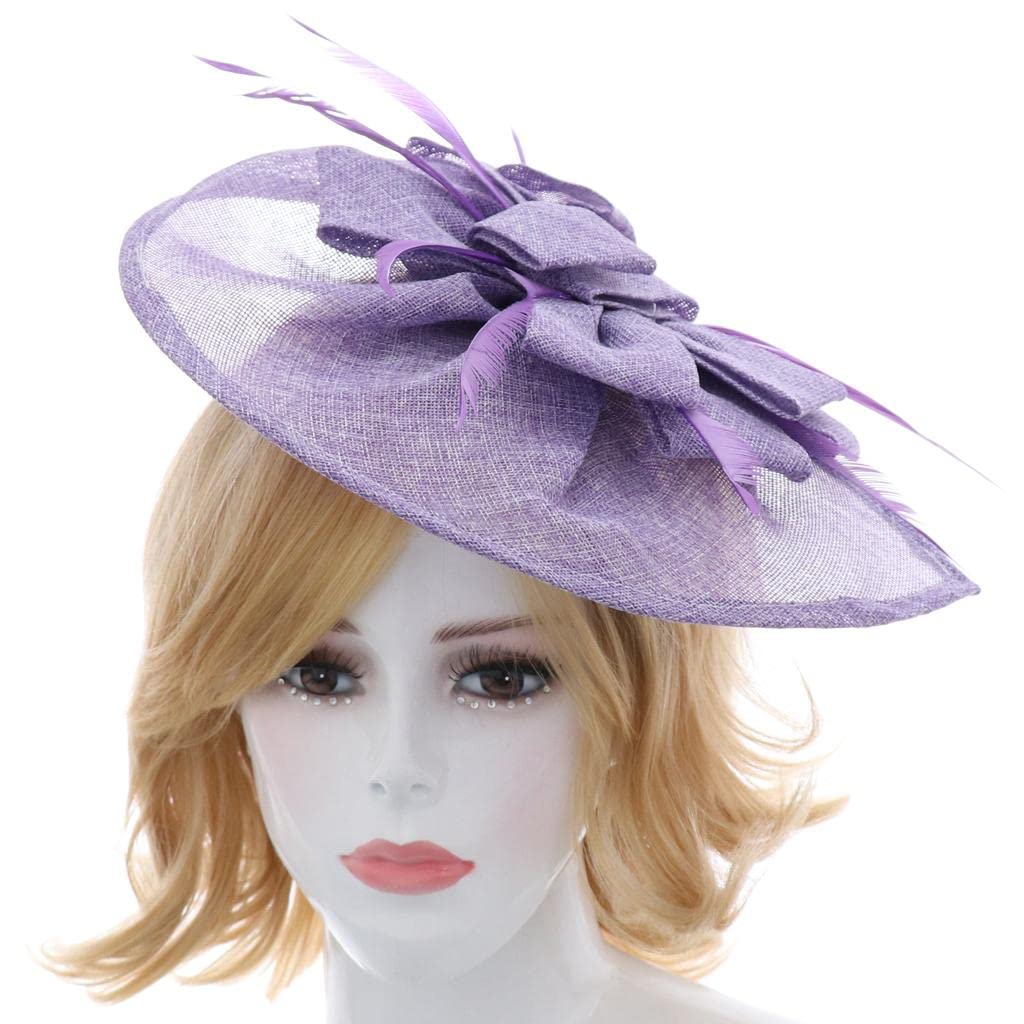 LYLA Womens Bridal Feather Fascinator Cocktail Party Hats Headpieces Headband Purple (B0BC8TZCY8) Amazon Price History, Amazon Price Tracker