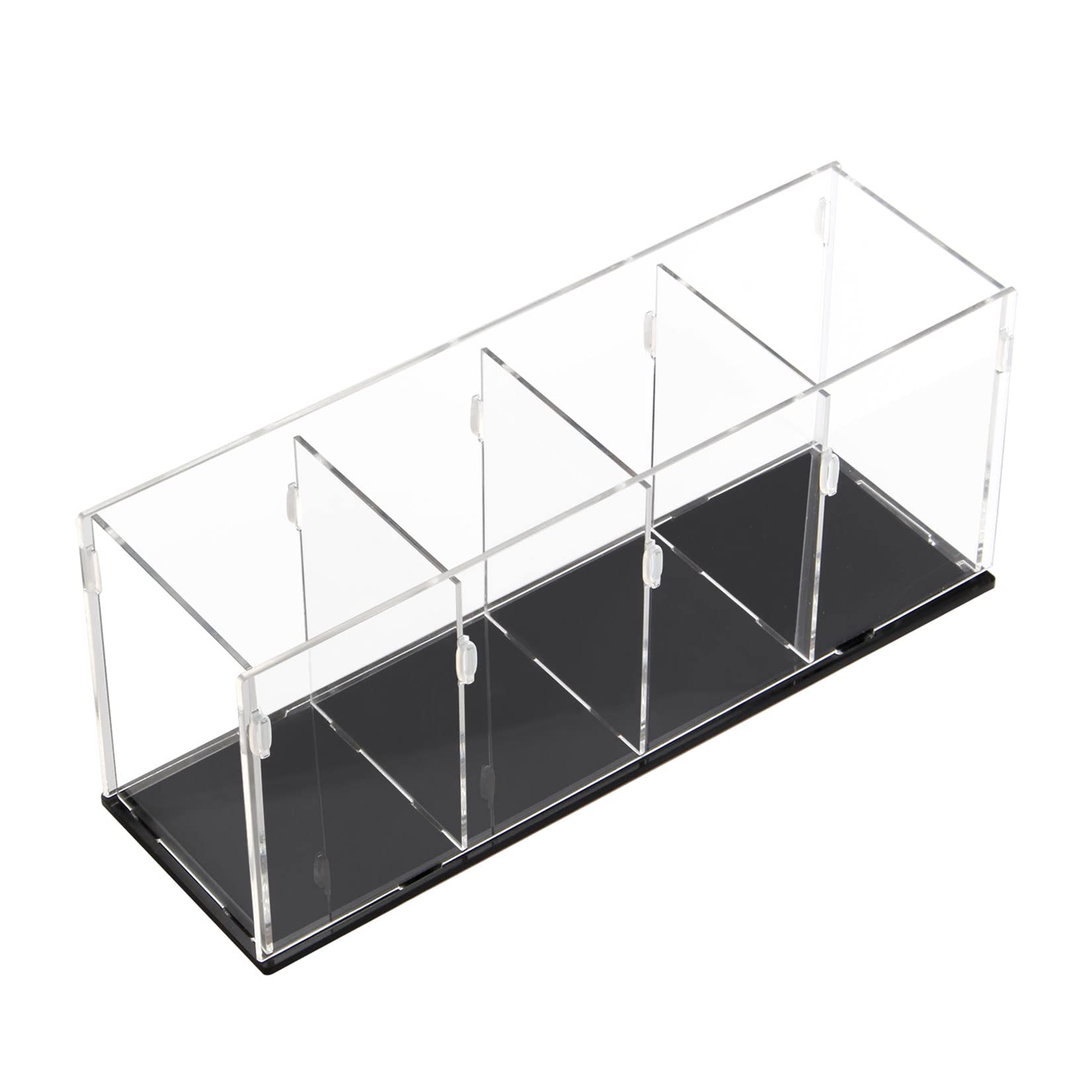 Acrylic Pen Holder 4 Compartments,Clear Desk Organizer,Brush Holder Easy Assembly DIY Countertop Desk Organizers and Storage for Pen,Pencil,Desk Accessories,Makeup Brush,Stationary and Art Supplies