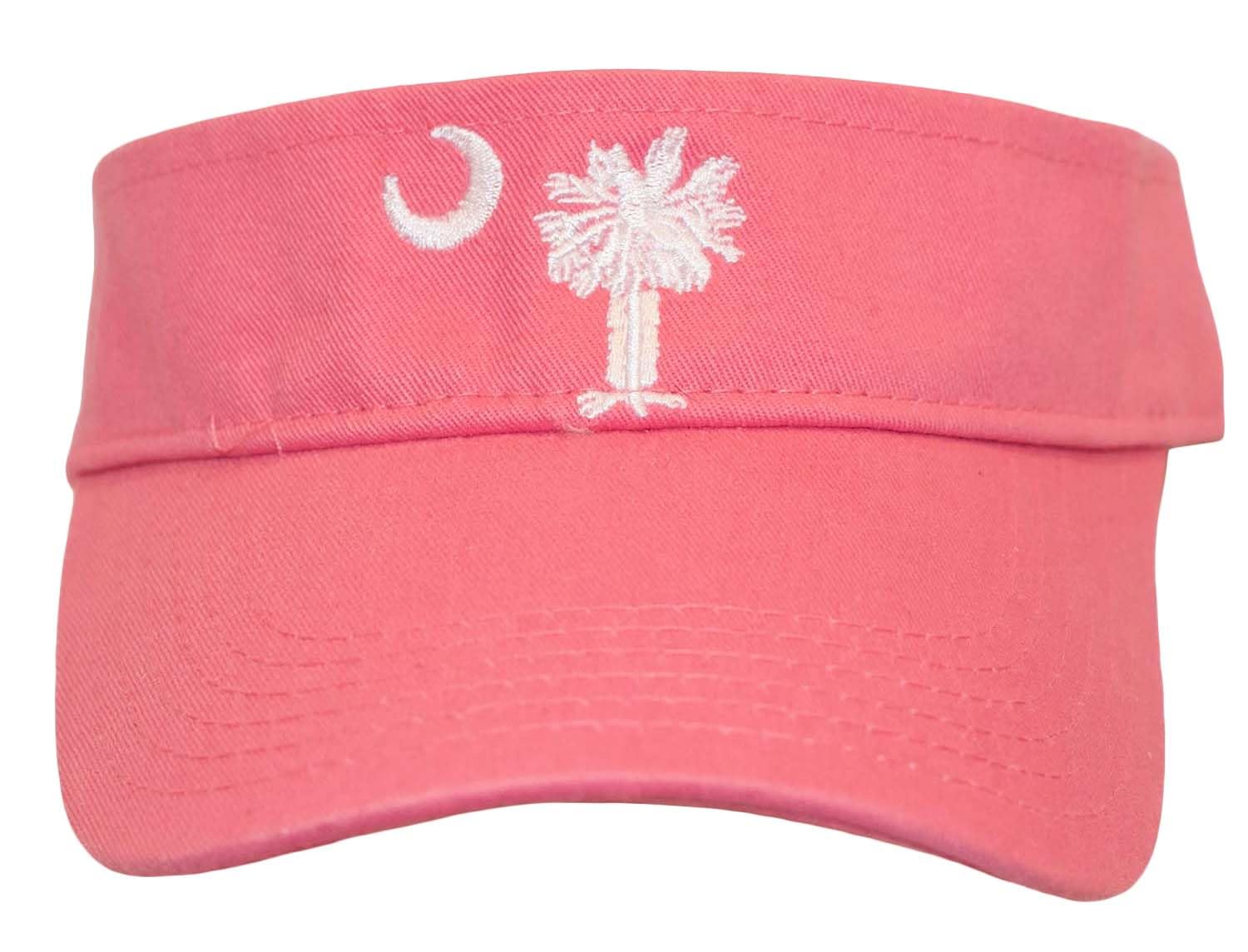 South Carolina Palmetto Visor Cap Hat Hot Pink Embroidery-image-45