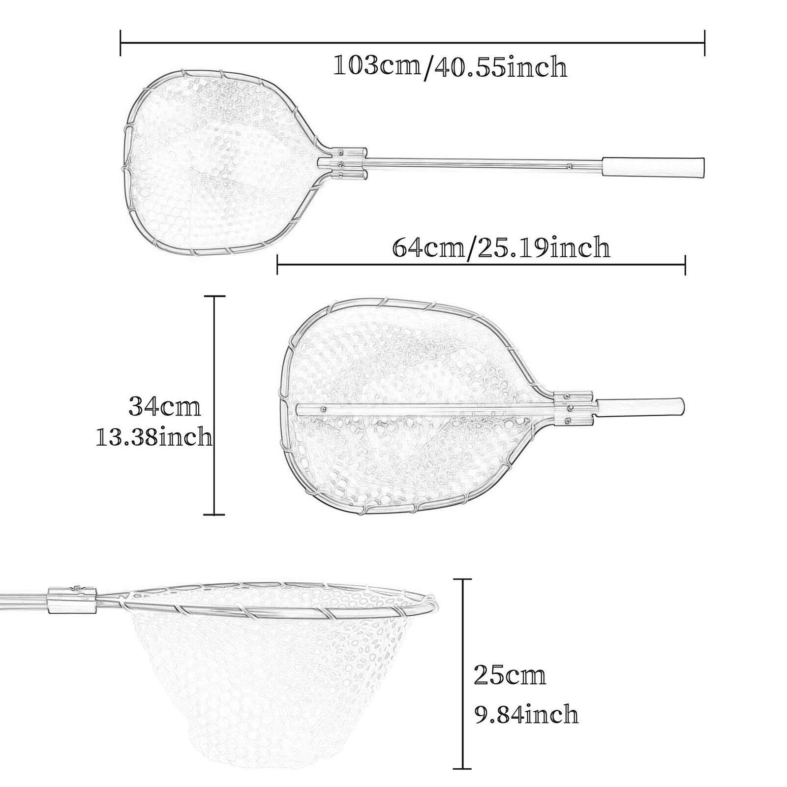 Épuisette de Pêche pour Enfants et Adultes avec Poignée Pliable pour Attraper Poissons-Chats et