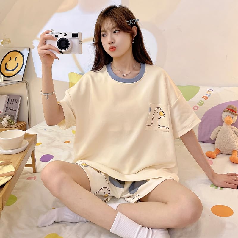 Image of KSHS Women Cotton Night Suit Top & Shorts Set | Loose Fit Printed Nightwear Co Ord Set Stylish Western | Soft Breathable Sleepwear Shorts with Pocket for Women