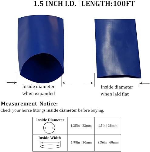 Miniatura 4 de POOLWHALE Manguera de retrolavado azul económica de 1-12 pulgadas x 100 pies con abrazaderas, manguera de descarga de agua reforzada de PVC de uso