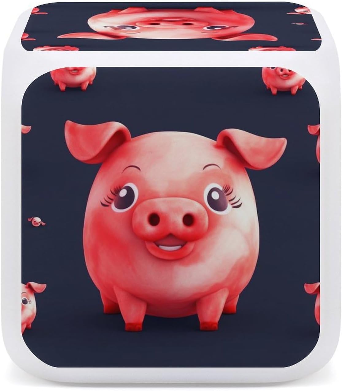 Red Cute Piggy Alarm Clock 7 Color Changing Nightlight image 4
