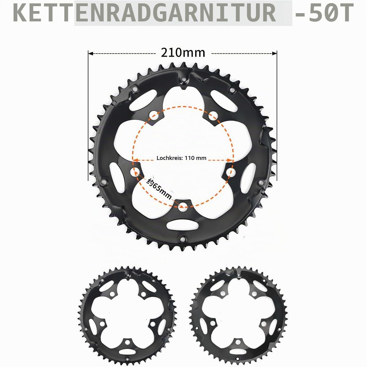 Kettenblatt-Reparaturset | 53/50/39/34T für 7-11fach | BCD 110/130 | (53T 130BCD)