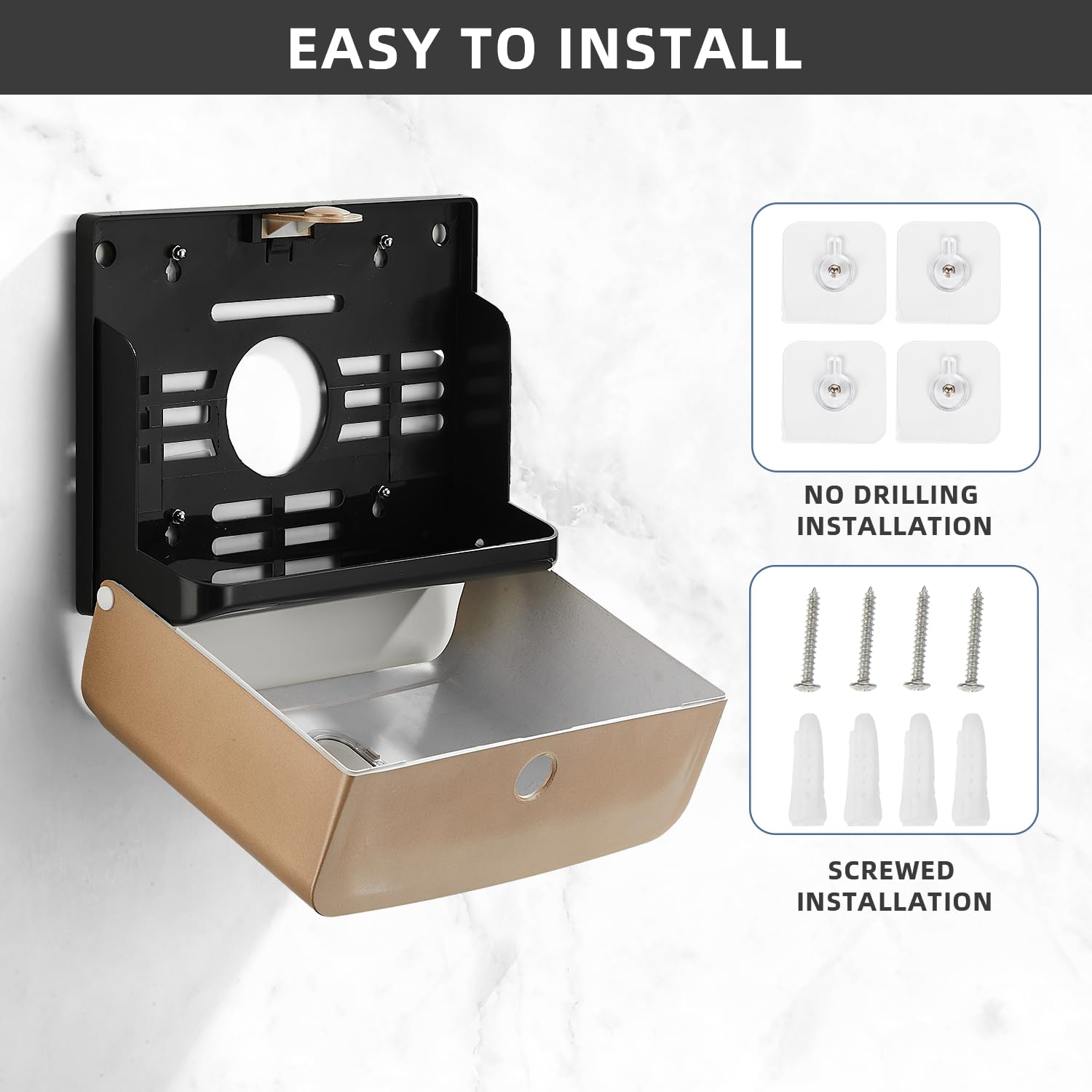 Dispensadores de Toallas de Papel para Montaje en Pared, Soporte de Toalla de Papel Plegable múltiple, sin taladrar ni Instalar Tornillos, dispensador de Toallas de Mano Comercial para baño,