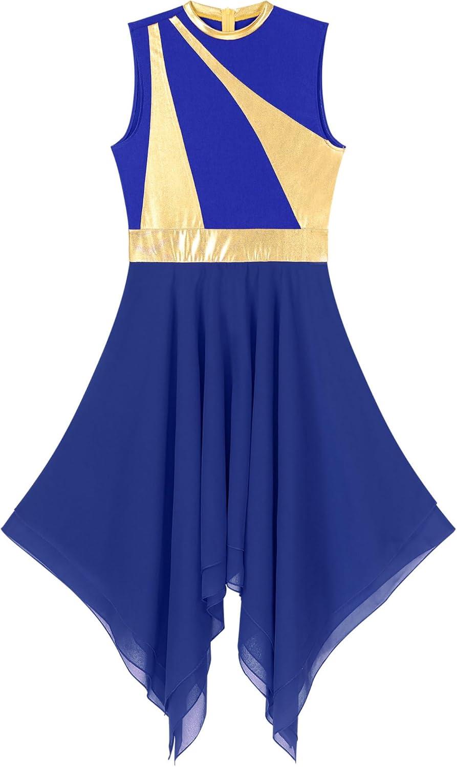 Vxuxlje Women's Praise Dance Dress Liturgical Worship Tunic Color Block Lyrical Dance Costume