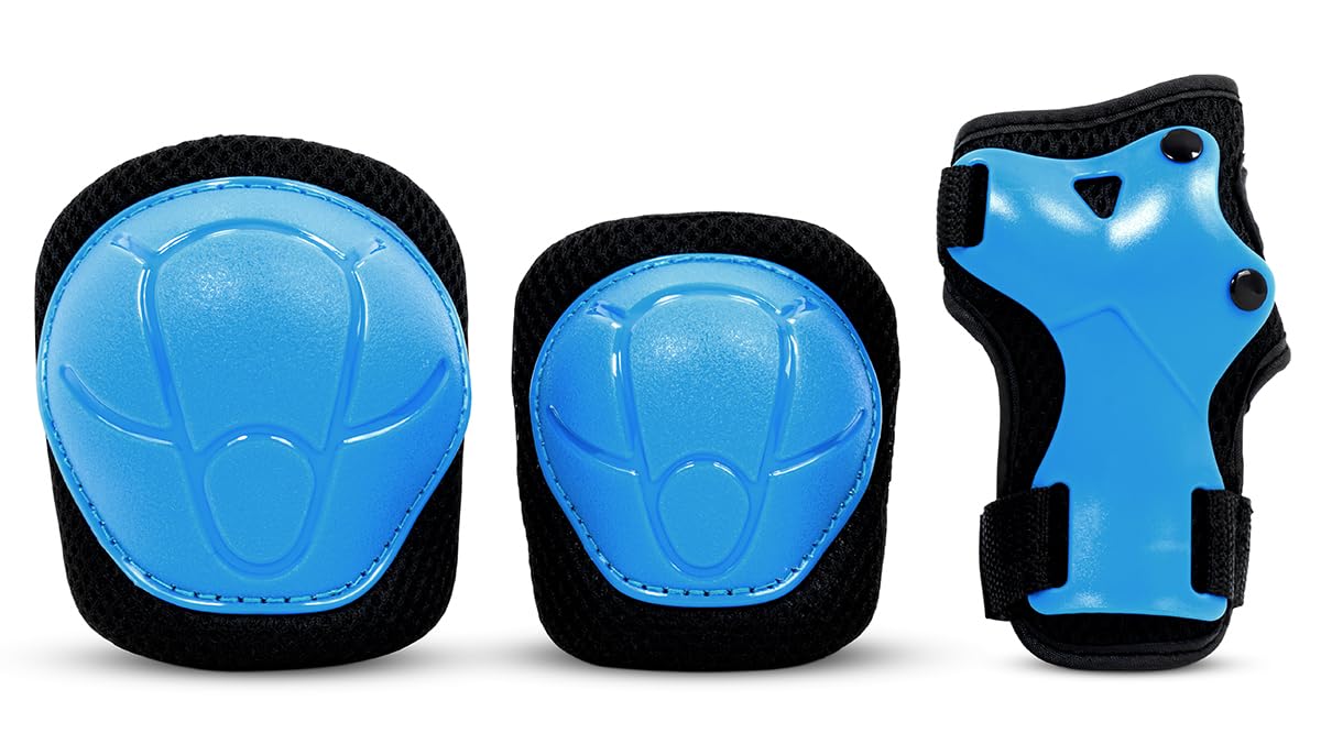 SFR Essentials Youth Triple Pad Set - Blue Small - Certified Knee, Elbow, and Wrist Protection Perfect for Young Riders, Great for Skateboarding, Scootering, Roller Skating, and more