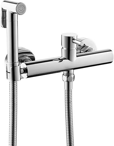 KEppd Juego de rociadores de bidé, grifo de bidé de latón para montaje en pared, grifo de bidé de agua tibia, rociador de bidé para higiene