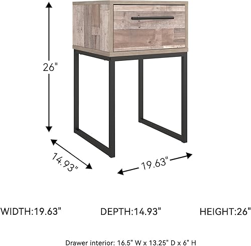Miniatura 22 de Signature Design by Ashley Socalle - Mesita de noche moderna con 1 cajón con patas de metal, 26.02 pulgadas de alto, color negro Negro,Marrón,Marrón