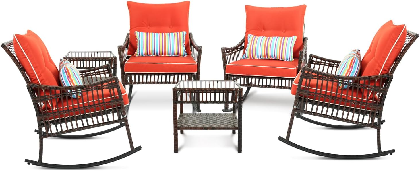 6-Piece Patio Furniture Set,Outdoor Rocking Chairs...