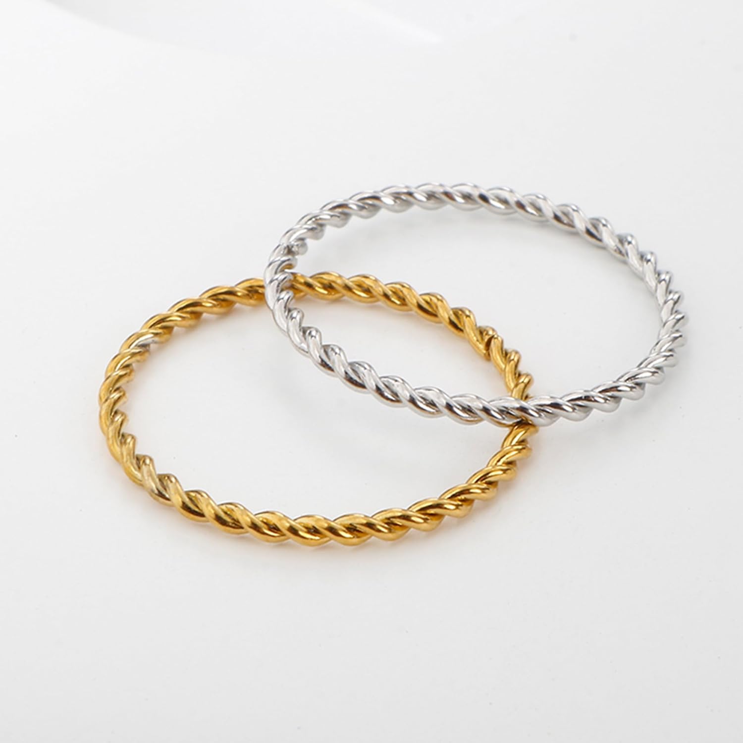 JINHUI Rings for Women, Dainty 18K Gold Rings for Women Stacking Thin Twisted Ring for Midi Knuckle Pinky Finger - Image 4