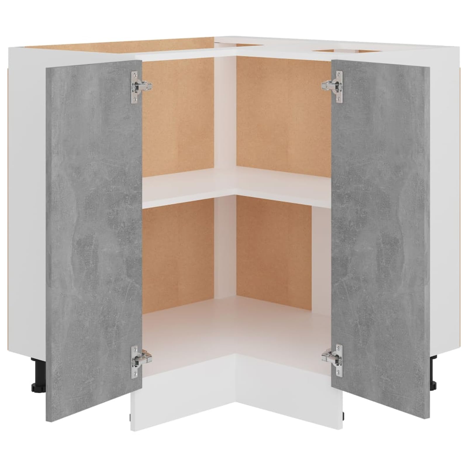 Gecheer Eckunterschrank Lyon Betongrau 75.5x75.5x81.5 cm Holzwerkstoff praktischer Stauraum für Küchengeräte langlebiges Design für Moderne Haushalte