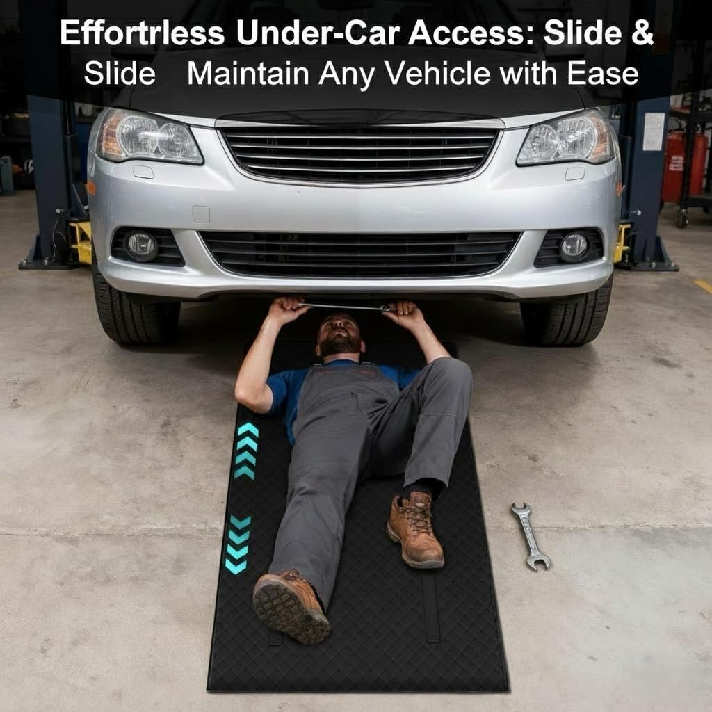Magic Rolling Creeper Mat – Upgraded Heavy-Duty 2.5 lbs, Under Car Repair Mat with Thicker Denser Material, 60"x28" Portable Foldable Mechanics Rolling Pad, Storage Bag Included for Low Clearance