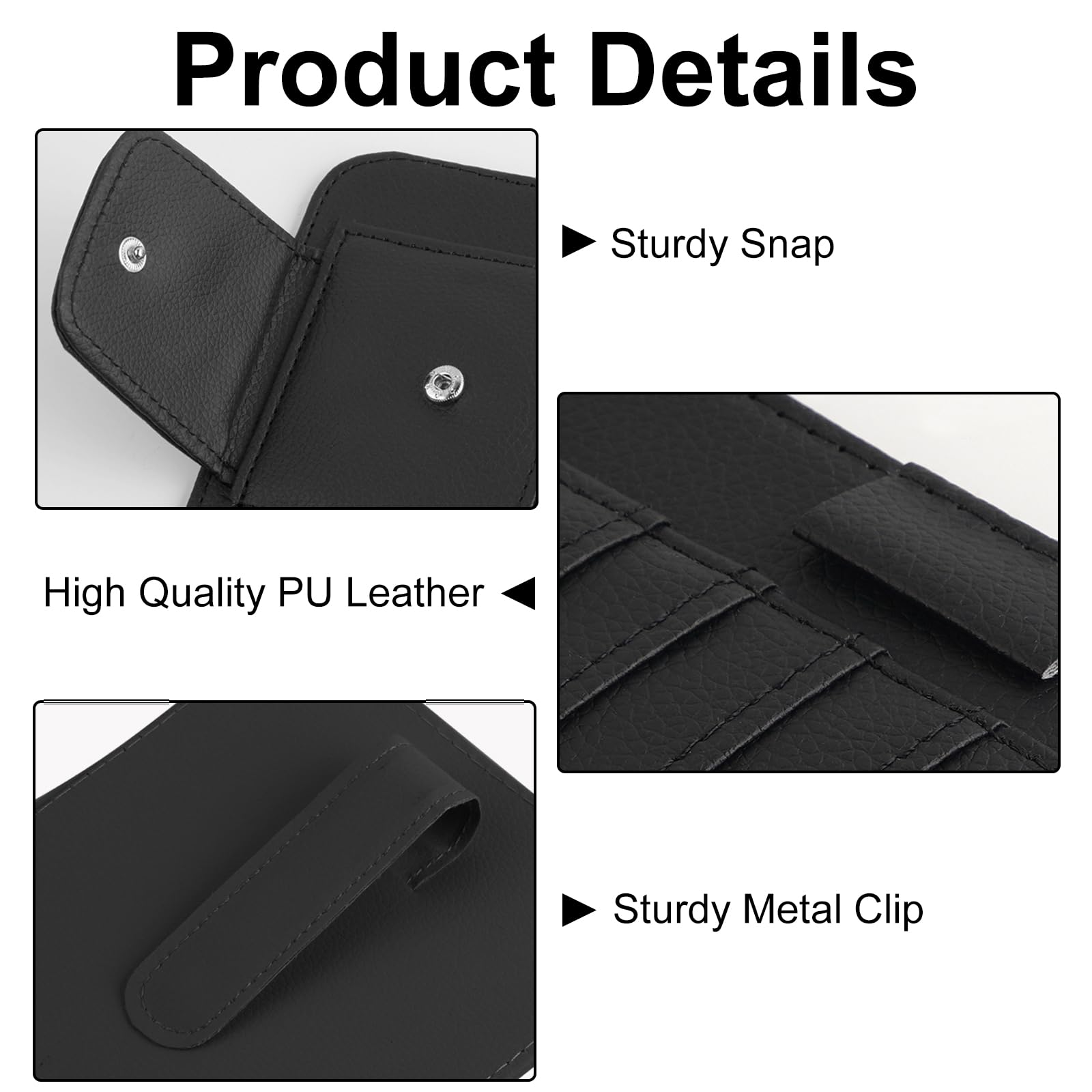 Portaocchiali Auto In Pelle PU - Organizzatore Per Visiera Parasole, Con Scomparti Per Carte E Penne - Foto 6