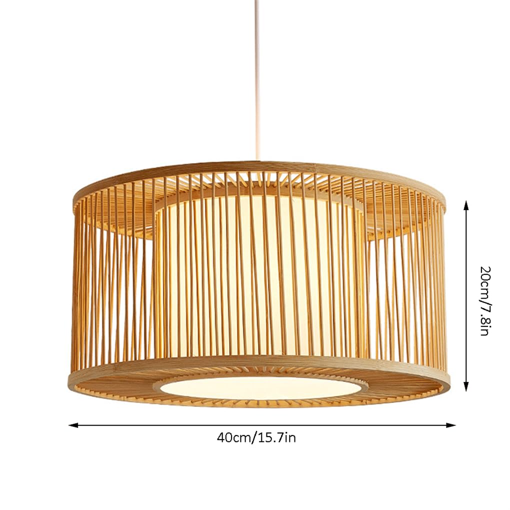 Drewniana lampa wisząca z 1 światłem Minimalistyczna lampa wisząca z bambusową ramą nordycka lampa dekoracyjna do pokoju lampa sufitowa do jadalni