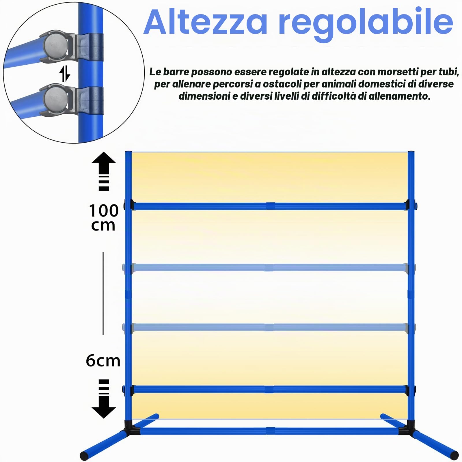 Agility - Set di 4 ostacoli per animali domestici, con borsa per il trasporto, regolabile in altezza, in plastica, blu
