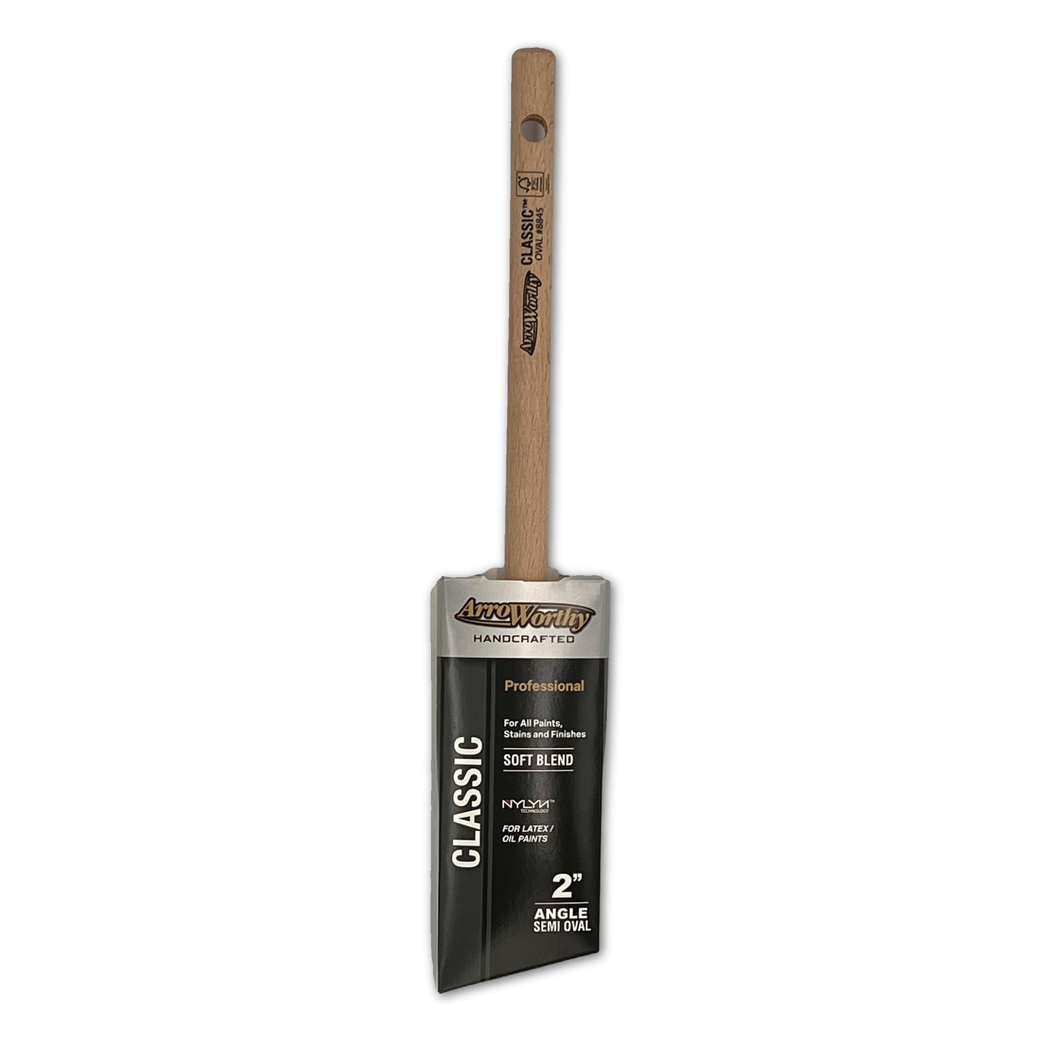 Gripper Cloth Brown Arroworthy Classic Paint Brush, 2 Inch Pencil Handle Angled, 8845-2