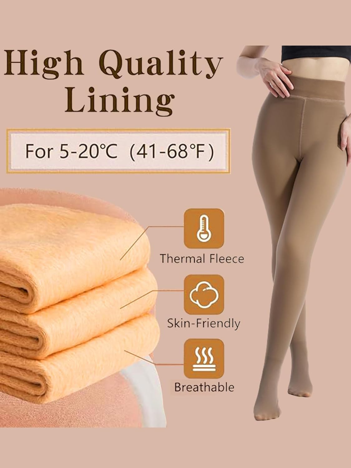 Fleece Lined Tights Sheer Women Winter Fake Translucent Warm Pantyhose Leggings Sheer Thick Tights - Image 3
