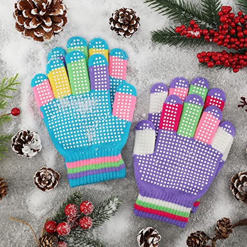 Whaline W3321 9 Pairs Kids Anti-Skid Magic Gloves Winter Knitted Gloves Full Finger Grip Anti-Slip Children Gloves thumb #4