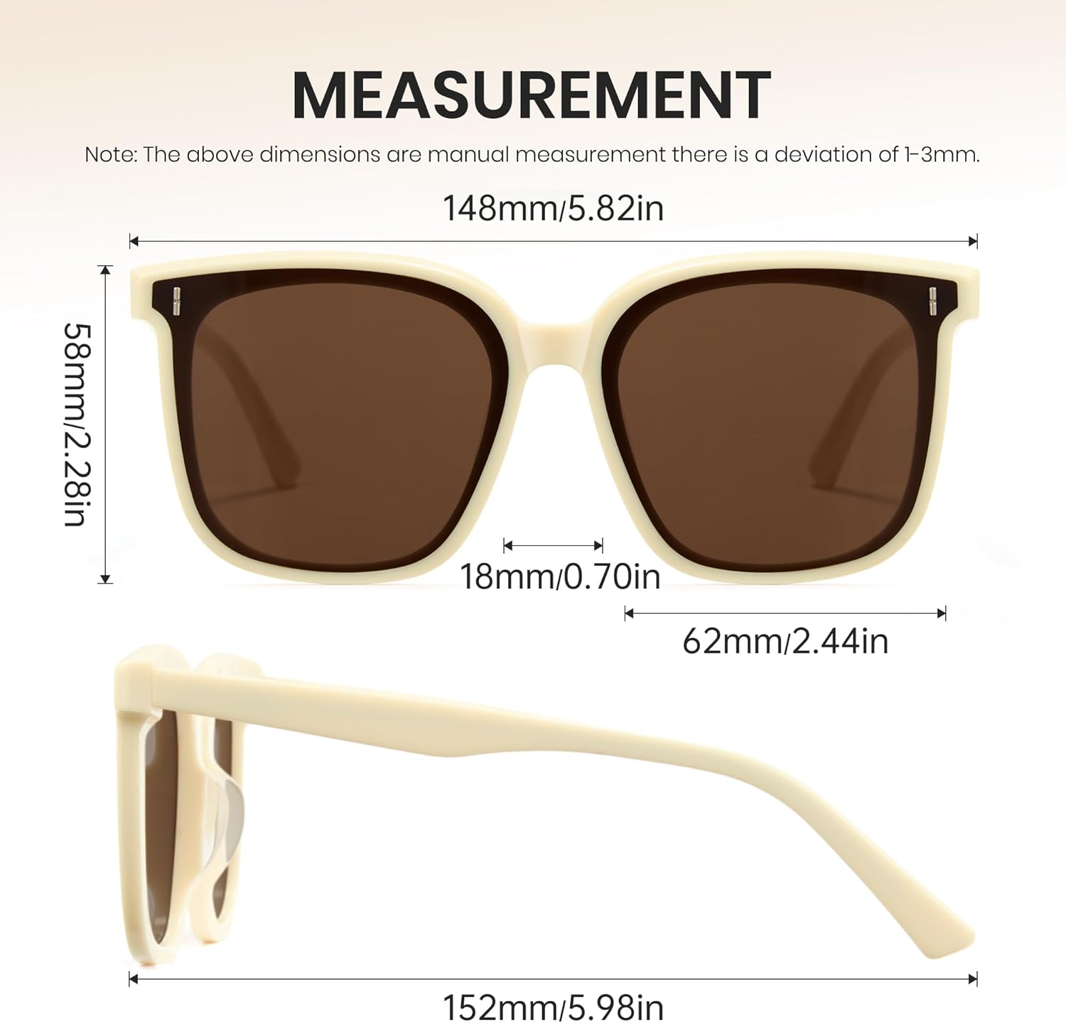 Cyxus Polarized Rectangular Sunglasses Acetate Frame UV400 Protection Stylish Shades Women Men P1224