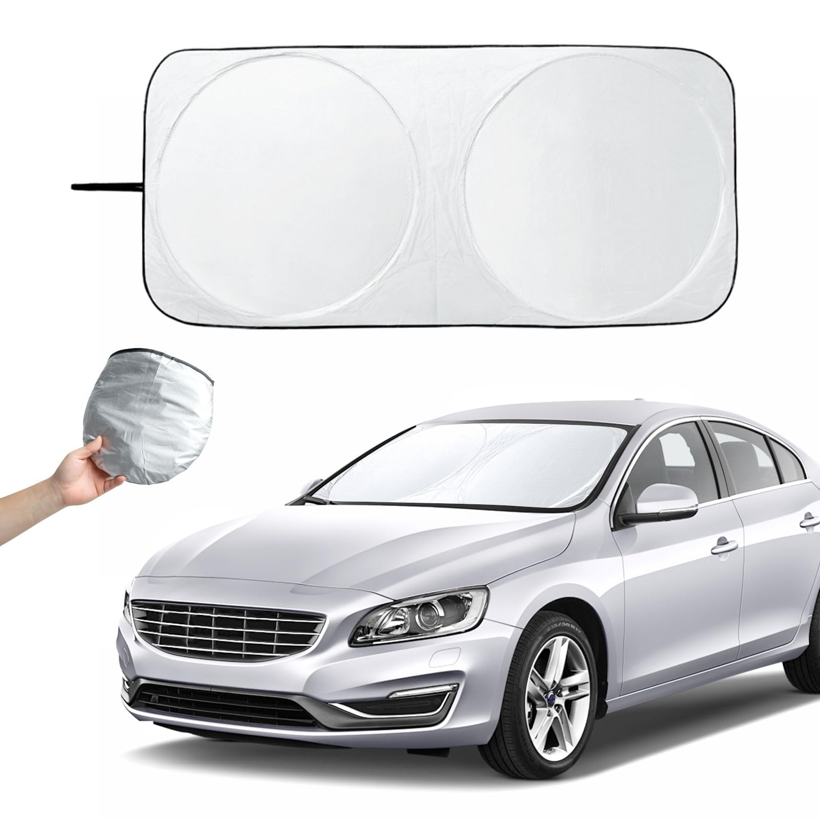 Parasol Coche Delantero, Parasol para Parabrisas Delantero de Coche Plegable Protector de Parabrisas con protección UV Apto del Parabrisas Grande o Pequeño (160x85 cm)