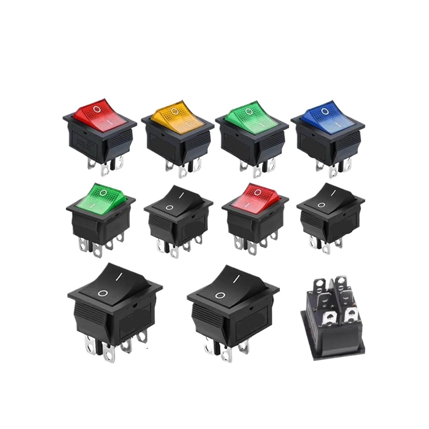 5/20個 KCD4 4/6ピン スナップインスイッチ オン/オフ ロッカースイッチ LEDライト トグルスイッチ 25x31mm