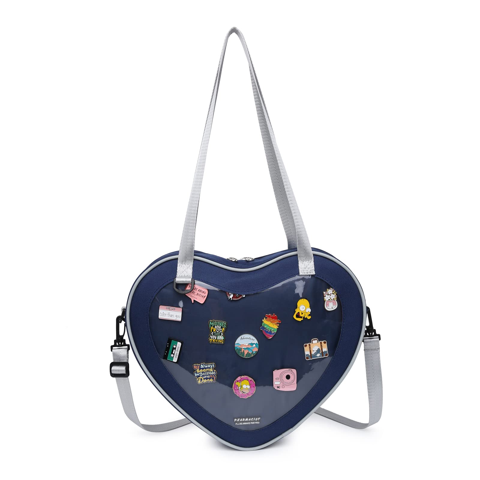 CHERRY SAUCEIta Bag Crossbody Heart Shaped Purse Canvas JK Uniform Shoulder Bags for Anime Pins Display