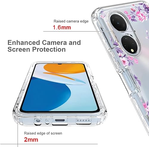 Miniatura 9 de sidande Funda para Honor X7 CMA-LX2 CMA-LX1 con protector de pantalla de vidrio templado funda protectora delgada de TPU floral transparente de