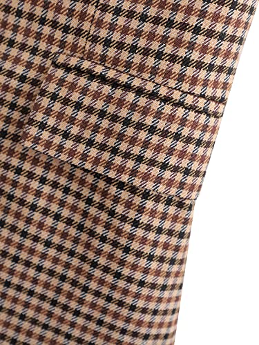 Lerzyoky Women's Strapless Suit Vest Button Front Business Formal Waistcoat Vest With Pockets (Small,Brown Plaid) #TOP4